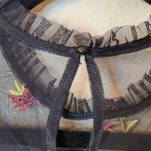 Art Class Black Sheer Layered Embroidered Floral Dress | Girls Size M 7/8 - Picture 4 of 10